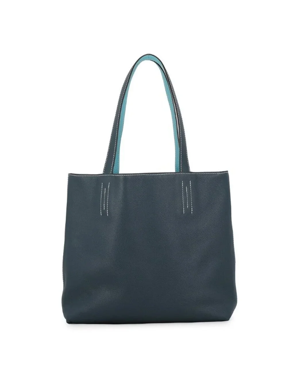 Hermes Tote Double Sens 28 Blue Atole Cole Vert Taurillon Clemence Swift